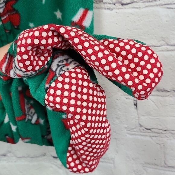 Christmas Santa Boy 24M Baby Toddler FLEECE Footed Winter PJs Pajama Green Red - Picture 5 of 6